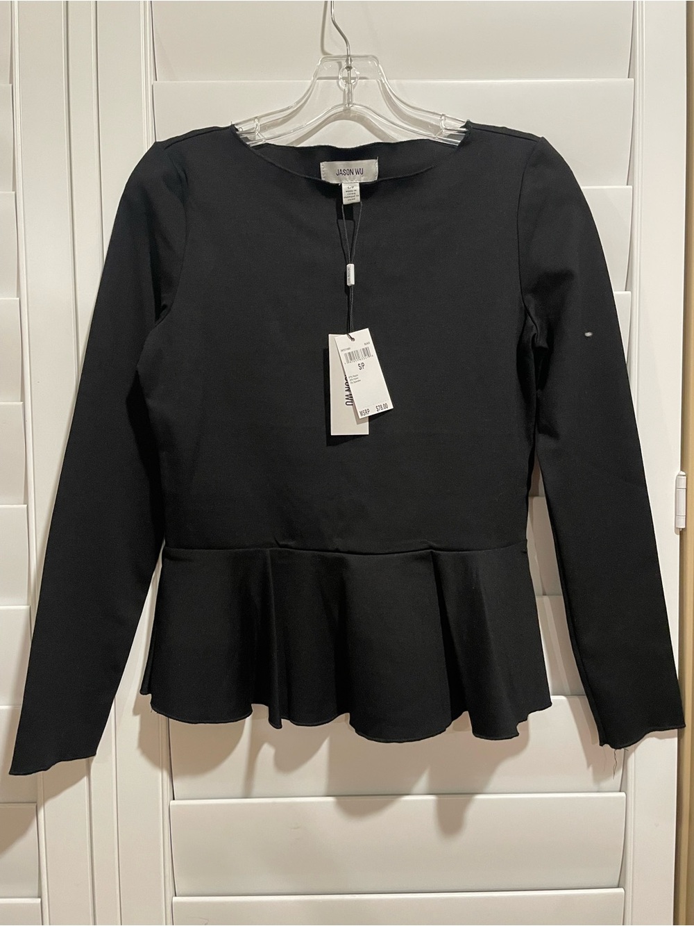 Jason Wu Black Long-Sleeve Peplum Blouse